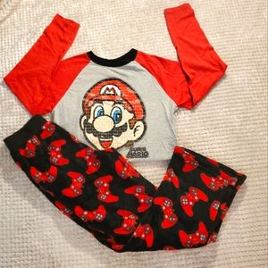 MARIO GAMER PJ SET SUPER MARIO LONG SLEEVE/WONDERNATION PJ FUZZY PANT BOYS L/XL